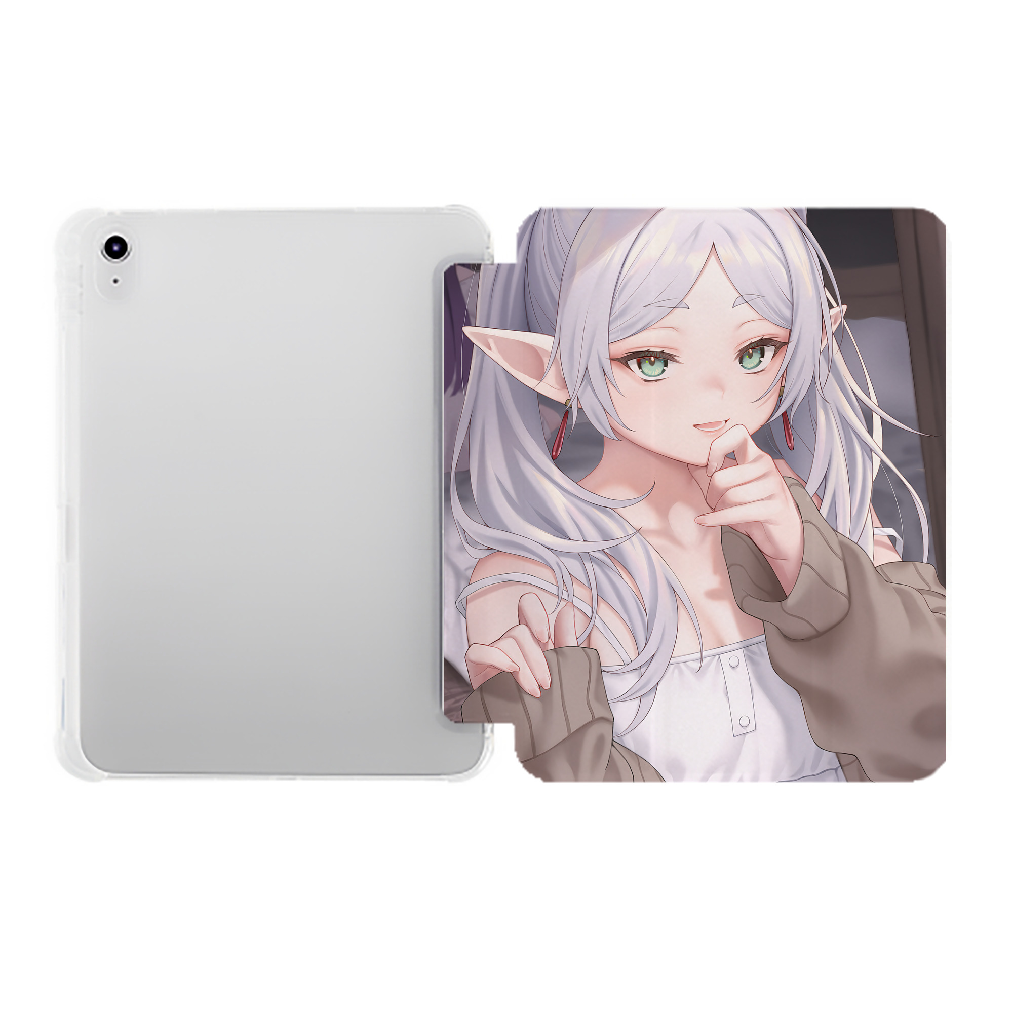 （画像用） 葬送のフリーレン Frieren IPad ケース ペン収納付き 三つ折りスタンド PUレザー×シリコン 対応機種9.5/10.5/10.9インチ